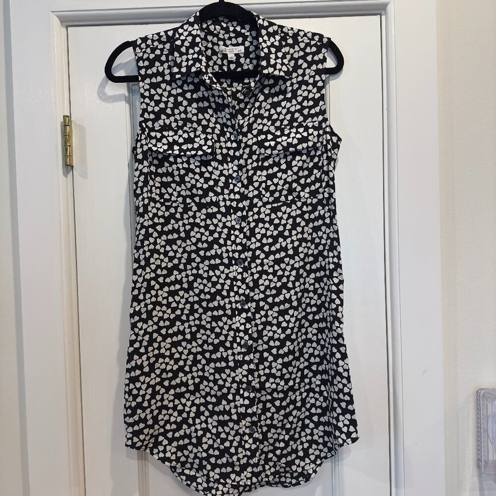Equipment SILK Signature Shirt Dress in Heart Print S